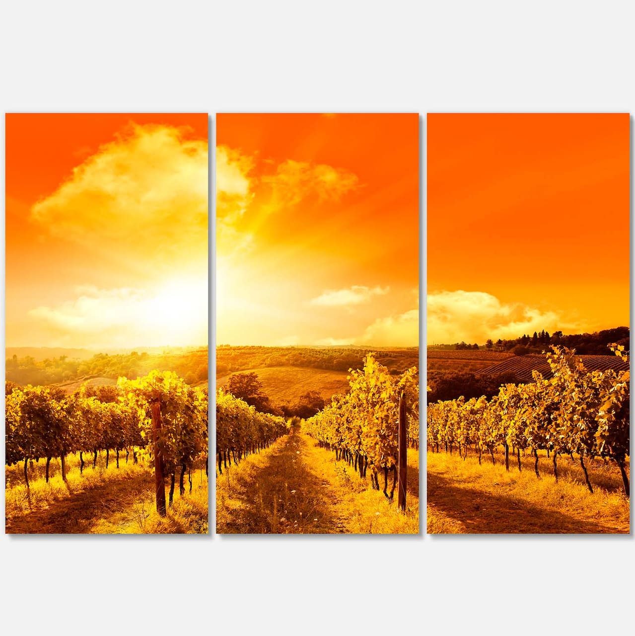 Designart - Scenic Sunset Road in Italy - Large Landscape Canvas Art
